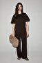 Punkly Women's Soft Fabric 100% Organic Cotton Brown Top and Bottom Set - 6