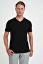 Comfort Fit Flexible Cotton V-Neck Plain Black T-Shirt Ts 907