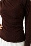 Women's Blouse Stoned Draped Long Sleeve Sandy Fabric Short Stylish Blouse - 3
