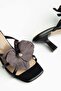 S-622 Charcoal Orchid Detailed Thin Heeled Women's Slippers - 3