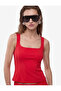 Crepe Scuba Fabric Corset Effect Slim Fit Sleeveless Square Neck Blouse - 2