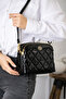 Women's Adjustable Crossbody Strap 4 Compartment Black Shiny Shoulder and Crossbody Bag S-1267 - 4