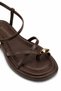 Women's Bitter Brown Gold Ring Detailed Ankle Strap Flip-Flop Sandals - 5