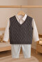 V-Neck Diamond Patterned Knitwear Baby Boy Sweater