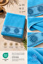 Turquoise Beach Towel 100% Cotton Certified Ship Wheel Pattern Pool Towel Superior Absorbent 75X150Cm - 4
