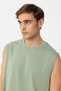 Khaki Relaxed Fit Men's Sleeveless T-Shirt - 3