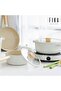 Fika 11 Piece Cookware & Pan Set with Cast Aluminum Glass Lid Beige - 3