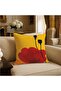 Set of 6 Double-Sided Digital Printed Throw Pillow Covers - Poppy Pattern with Yellow Background 43X43 cm - 3