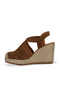 Tan Suede Women's Wedge Heeled Sandals 14Ws72600 - 3