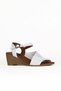 White Leather Women's Wedge Heeled Sandals 01We4000 - 2