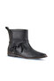 Black Leather Women's Flat Boots 01Wd3714 - 2