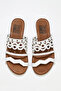 White Leather Women's Flat Slippers 01Wu7445 - 5