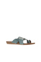 Blue Leather Women's Flip Flops Slipper 01Wu7428 - 3