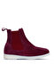 Burgundy Suede Women's Flat Boots 01Wt3300