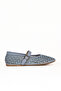 Blue Light Leather Women's Flat Ballerinas 01We1701