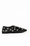 Black Leather Women's Flat Shoes 30Wa24272