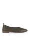 Khaki Leather Women's Flat Ballerinas 01Wd3503
