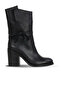 Black Leather Women's Heeled Boots 30Wb4035