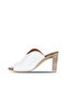 White Leather Women's Heeled Slippers 01Wn4105 - 3
