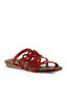 Red Leather Women's Flat Slippers 01Wu7445 - 2