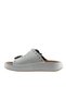 White Leather Women's Wedge Heeled Slippers 01Wu4603 - 3