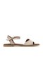 Gray Leather Women's Flat Sandals 01Wa5704
