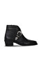 Black Leather Women's Heeled Boots 01Wf1000