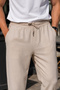 Men's Summer Synthetic Linen High Waist Elastic, Loose Cut Trousers C350 - 3