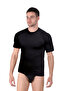 Bamboo Men's Crew Neck T-Shirt Short Sleeve Undershirt Tank Top and Slip Underpants Set Black