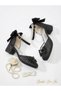 Girls' Black Color Princess Square Heeled Evening Dress Shoes - 6