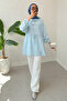 Front Gathered Long Tunic 2338 - Baby Blue - 4