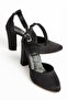 Lole Heeled Black Satin Detailed Heeled Shoes
