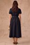 Ruffled Balloon Sleeve Dress with Belt Accessories Black 9464-E - 5
