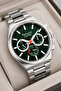Function Men's Wrist Watch - Silver Color Case and Steel Band, Green Dial Zmfer063 - 4