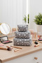 3-Piece Makeup and Cosmetic Bag Set - Gray Starry Quilted Organizer Makeup Bag - 6