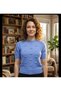 Women's Turquoise Short-Sleeved Striped Stylish Summer Sweater