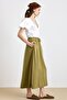 Elastic Waist Soft Denim Skirt Oil Green 7068 - 6