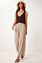 Wide Leg Summer Viscose Trousers Lrn0035 Beige - 2