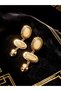 Vintage Gold Forged Textured Pearlescent Steel Earrings