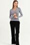 Women's Gray Viscose Long Sleeve V-Neck Body - 2