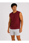 Men's contrast trim sleeveless tank top crew neck summer basic tank top - burgundy - 2