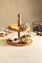 JustWood 2-Tier Flat Plate Wooden Cake Pastry Presentation Stand, Serving Plate, Treats