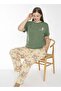 Green Floral Print Short Sleeve Plus Size 100% Cotton Pajama Set – Relaxed and Comfortable Loungewear for Home - 5