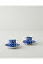 Fawn Porcelain 4 Piece Coffee Cup Set for 2 People 80 ml Dark Blue