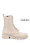 Women's Beige Zippered Genuine Leather Boots