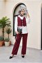 Tie-Front Vest and Trousers Double Set - Burgundy - 4