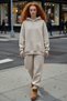 Women's Fleece Wide Fit Hooded Sweatpants Set with Elastic Legs - Sports - 4
