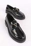 Women's Genuine Leather Buckle Detailed Loafer Shoes Black Patent Leather - 2