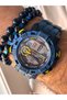 Digital Sports Men's Wristwatch, Navy Blue Silikon Cord Suitable for Pool and Sea Use, with Stopwatch - 4