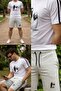 Men's gray and white cotton loungewear set - soft textured shorts & top - 23eest0171 - 3